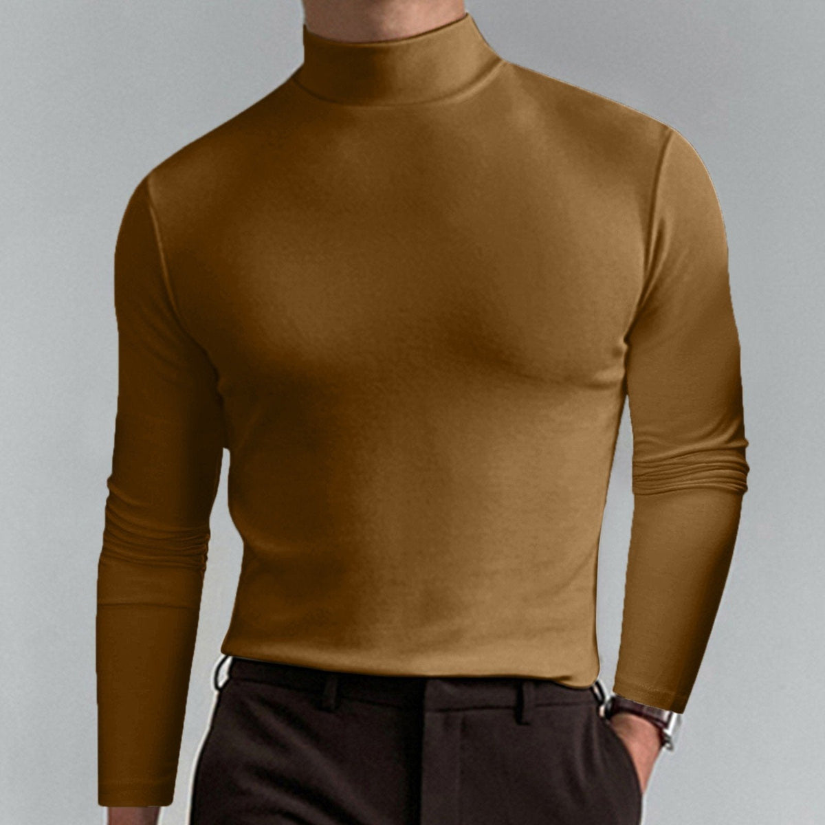 👕 60% OFF NOW!🔥 Men's High Neck Slim Fit T-Shirt - Stretchy & Breathable for Gym or Casual, Modern Style & Comfort 🏃‍♂️📦
