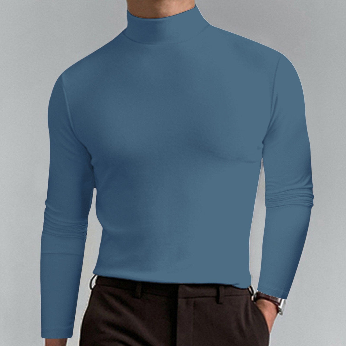 👕 60% OFF NOW!🔥 Men's High Neck Slim Fit T-Shirt - Stretchy & Breathable for Gym or Casual, Modern Style & Comfort 🏃‍♂️📦