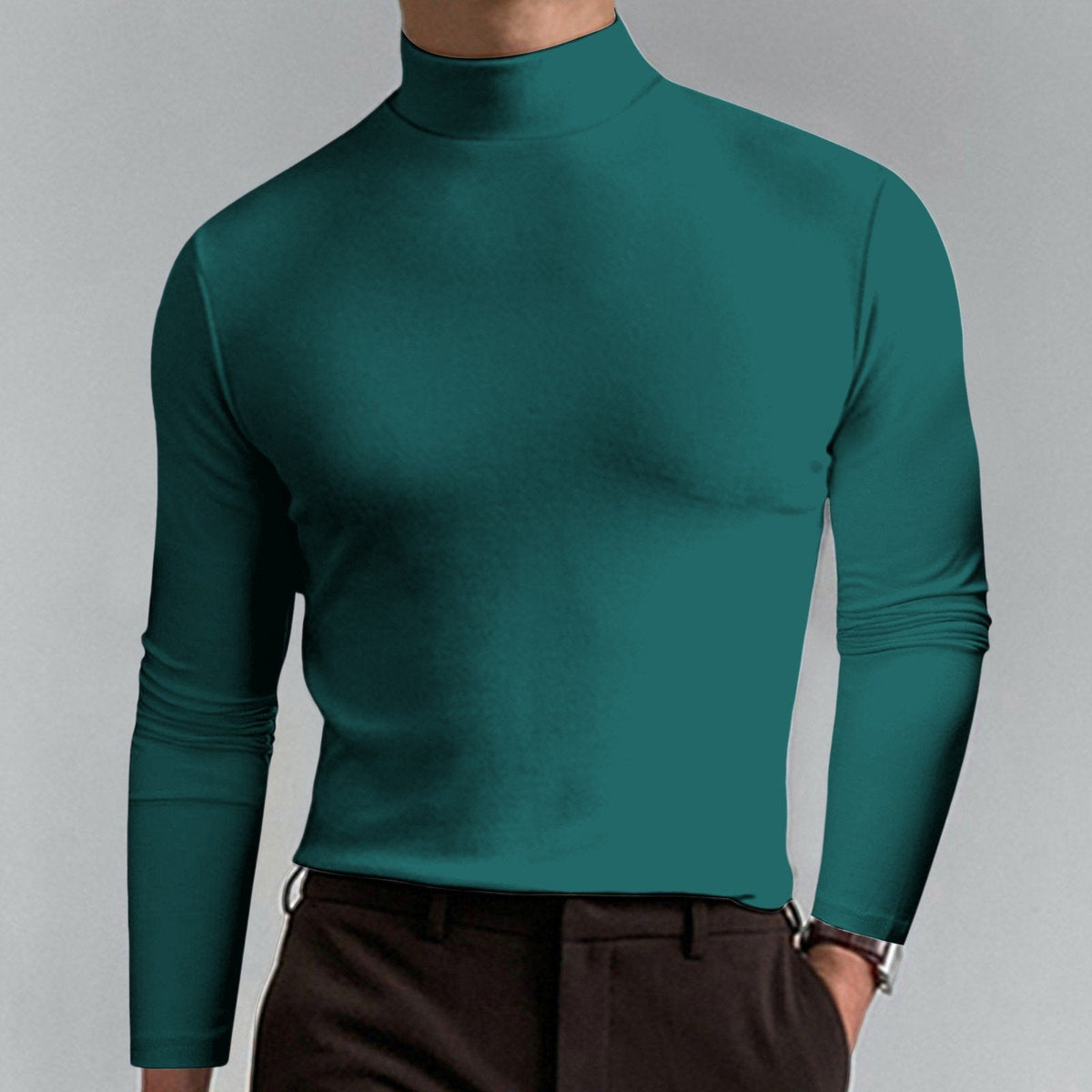👕 60% OFF NOW!🔥 Men's High Neck Slim Fit T-Shirt - Stretchy & Breathable for Gym or Casual, Modern Style & Comfort 🏃‍♂️📦