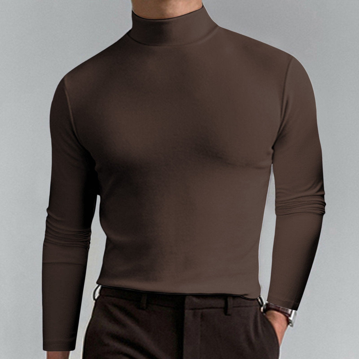 👕 60% OFF NOW!🔥 Men's High Neck Slim Fit T-Shirt - Stretchy & Breathable for Gym or Casual, Modern Style & Comfort 🏃‍♂️📦