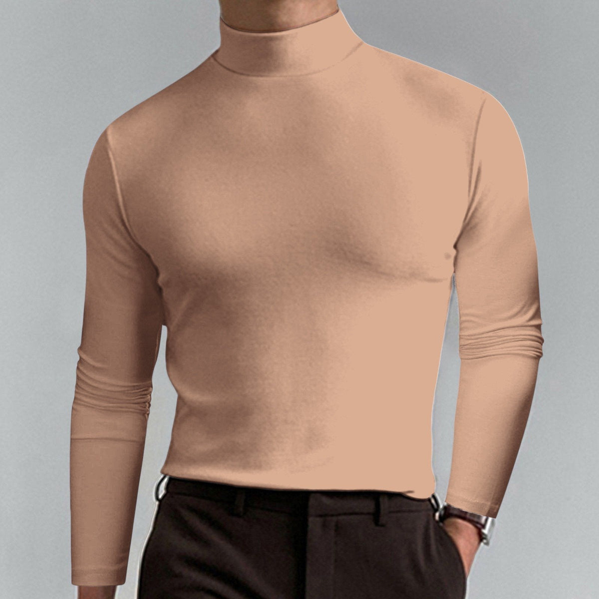 👕 60% OFF NOW!🔥 Men's High Neck Slim Fit T-Shirt - Stretchy & Breathable for Gym or Casual, Modern Style & Comfort 🏃‍♂️📦