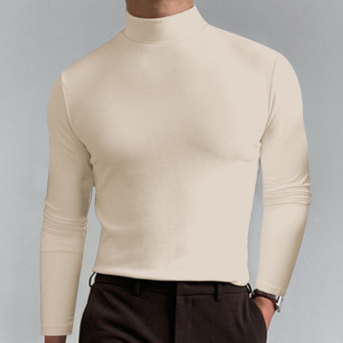 👕 60% OFF NOW!🔥 Men's High Neck Slim Fit T-Shirt - Stretchy & Breathable for Gym or Casual, Modern Style & Comfort 🏃‍♂️📦