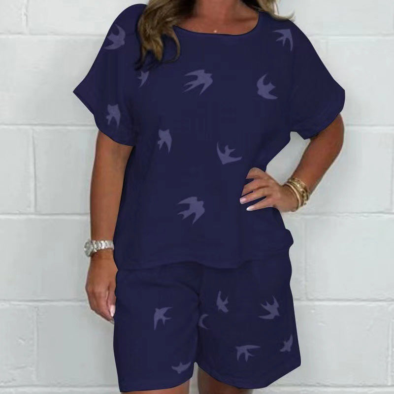 💥Early Summer Sale 50% OFF💕Casual Printed Cotton-Linen Short Sleeve Shorts Set
