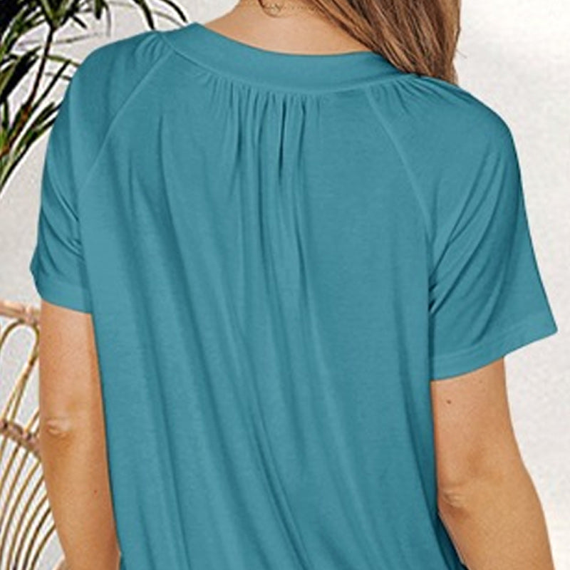 ✨2026 Hot Sale-70% Discount✨Women's Casual Pleated V-Neck Short-Sleeve Top