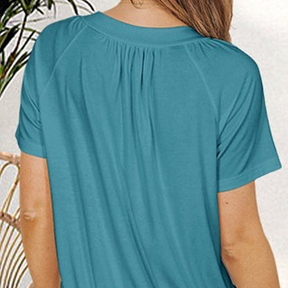 ✨2026 Hot Sale-70% Discount✨Women's Casual Pleated V-Neck Short-Sleeve Top