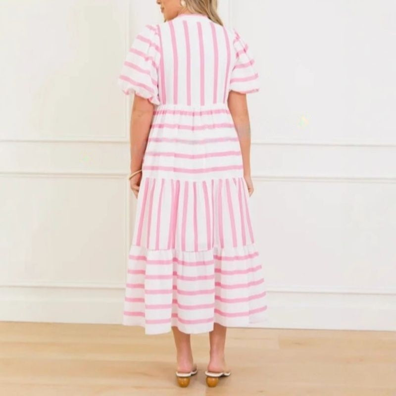 🌸SUMMER PROMOTION - 50%OFF🌸Women's Summer Striped Loose Casual Short Sleeve Dress