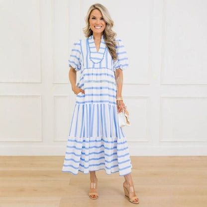 🌸SUMMER PROMOTION - 50%OFF🌸Women's Summer Striped Loose Casual Short Sleeve Dress