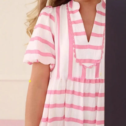 🌸SUMMER PROMOTION - 50%OFF🌸Women's Summer Striped Loose Casual Short Sleeve Dress