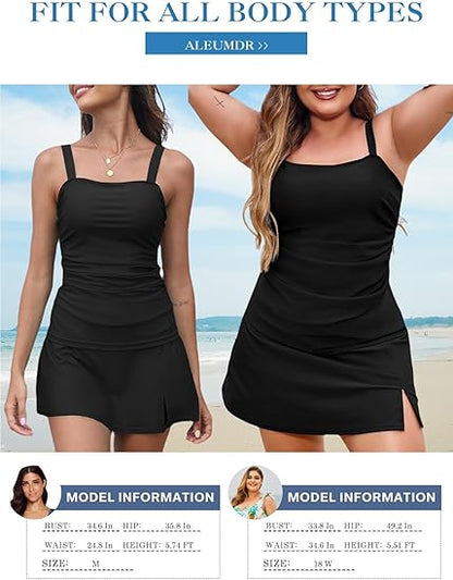 🏖️Summer Hot Sale 50% OFF💝Women Vintage Tummy Control Two Piece Tankini Swimsuits