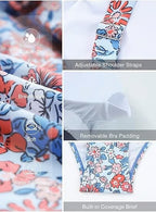 🏖️Summer Hot Sale 50% OFF💝Women Vintage Tummy Control Two Piece Tankini Swimsuits