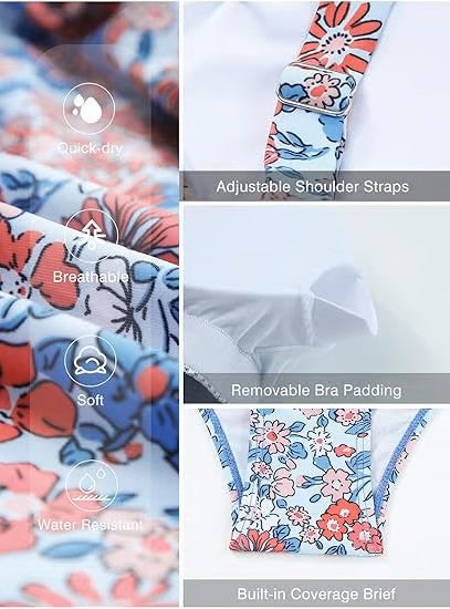 🏖️Summer Hot Sale 50% OFF💝Women Vintage Tummy Control Two Piece Tankini Swimsuits