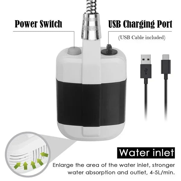 ✨Hot Sale 49% OFF ✨ Portable Outdoor Electric Shower Set - Handheld Camp Shower for Travel, Hiking & Gardening