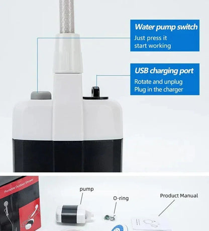 ✨Hot Sale 49% OFF ✨ Portable Outdoor Electric Shower Set - Handheld Camp Shower for Travel, Hiking & Gardening