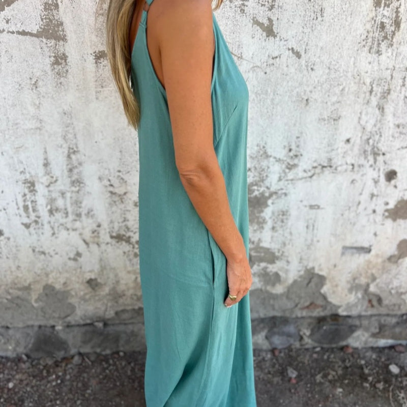 🍧Summer Hot Sale 70% OFF💞Women's Casual Loose Cotton-Linen Blend Jumpsuit with Pockets and Adjustable Straps