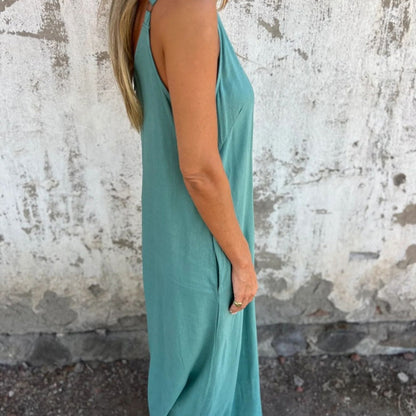 🍧Summer Hot Sale 70% OFF💞Women's Casual Loose Cotton-Linen Blend Jumpsuit with Pockets and Adjustable Straps