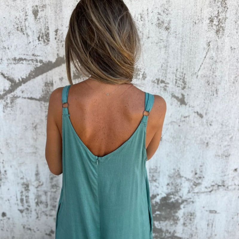 🍧Summer Hot Sale 70% OFF💞Women's Casual Loose Cotton-Linen Blend Jumpsuit with Pockets and Adjustable Straps