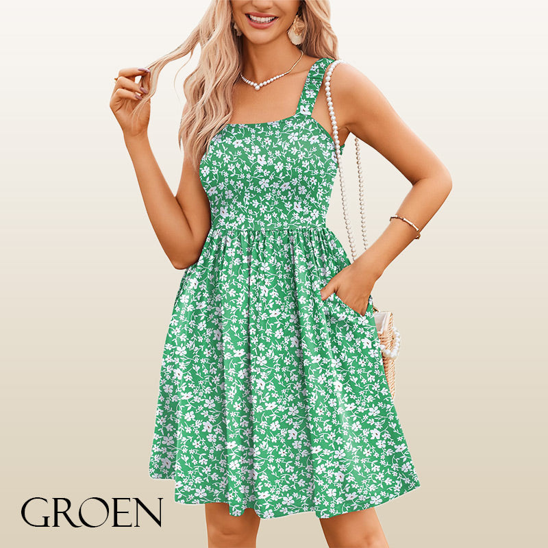 ⏰Hot Sale 70% Off💃Women's Summer Square Neck A-Line Mini Dress with Pockets