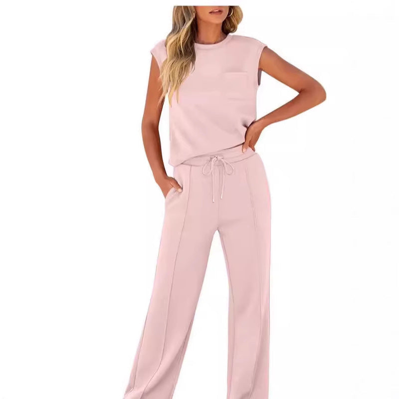 🔥Last Day Promotion 70% OFF💖Women's Casual Sleeveless Top and Drawstring Pants 2-Piece Set