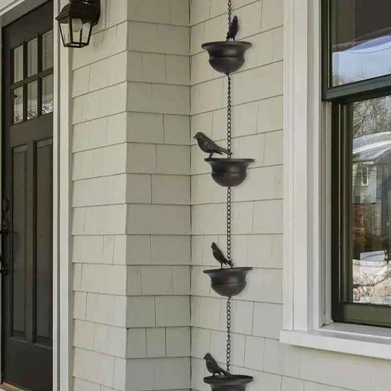 🔥Limited Time Sale 49% OFF🔥Where Rain Meets Art – Decorative Rain Chain with Bird Bath Design