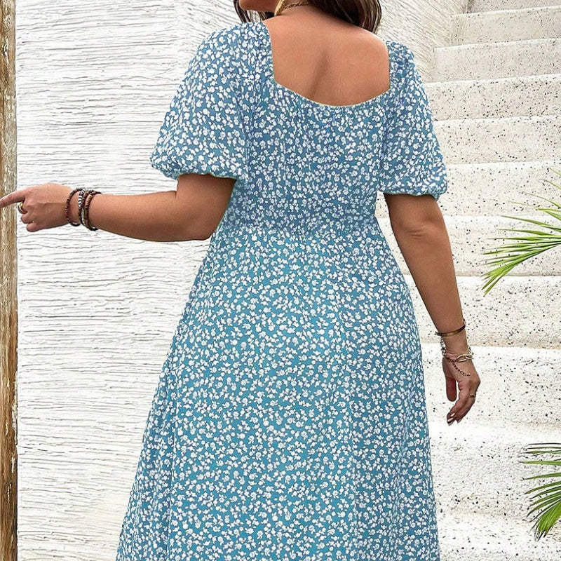 💗Summer Specials-49% OFF💗Plus-size Short Sleeve Split Floral Print Dress