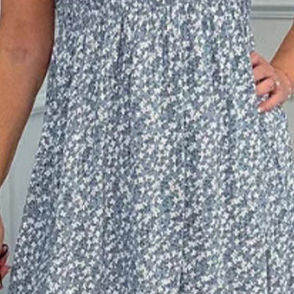 💕Summer Hot Sale 70% OFF💃Women's Elegant Floral Print High-Waisted Ruffle Cap Sleeve Dress