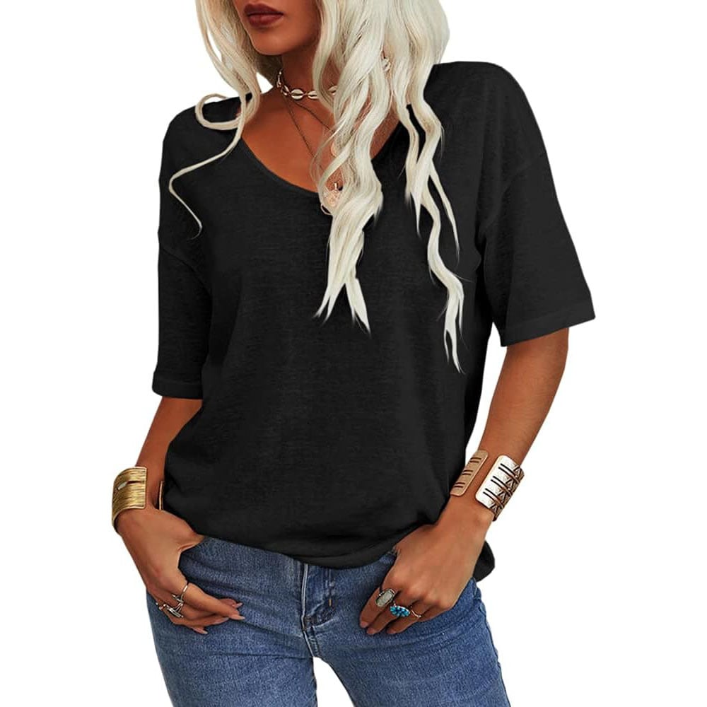🔥This week's special price £13.99 & free shipping🔥Women's Solid Color V-Neck T-shirt