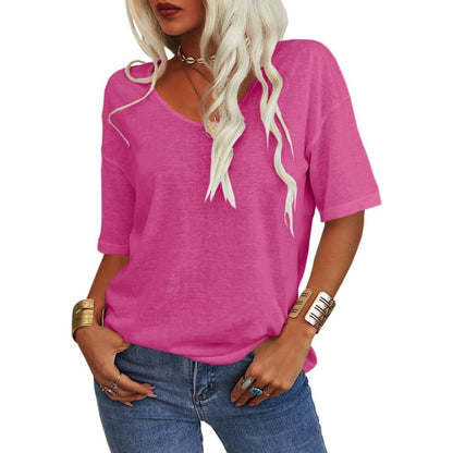 🔥This week's special price £13.99 & free shipping🔥Women's Solid Color V-Neck T-shirt