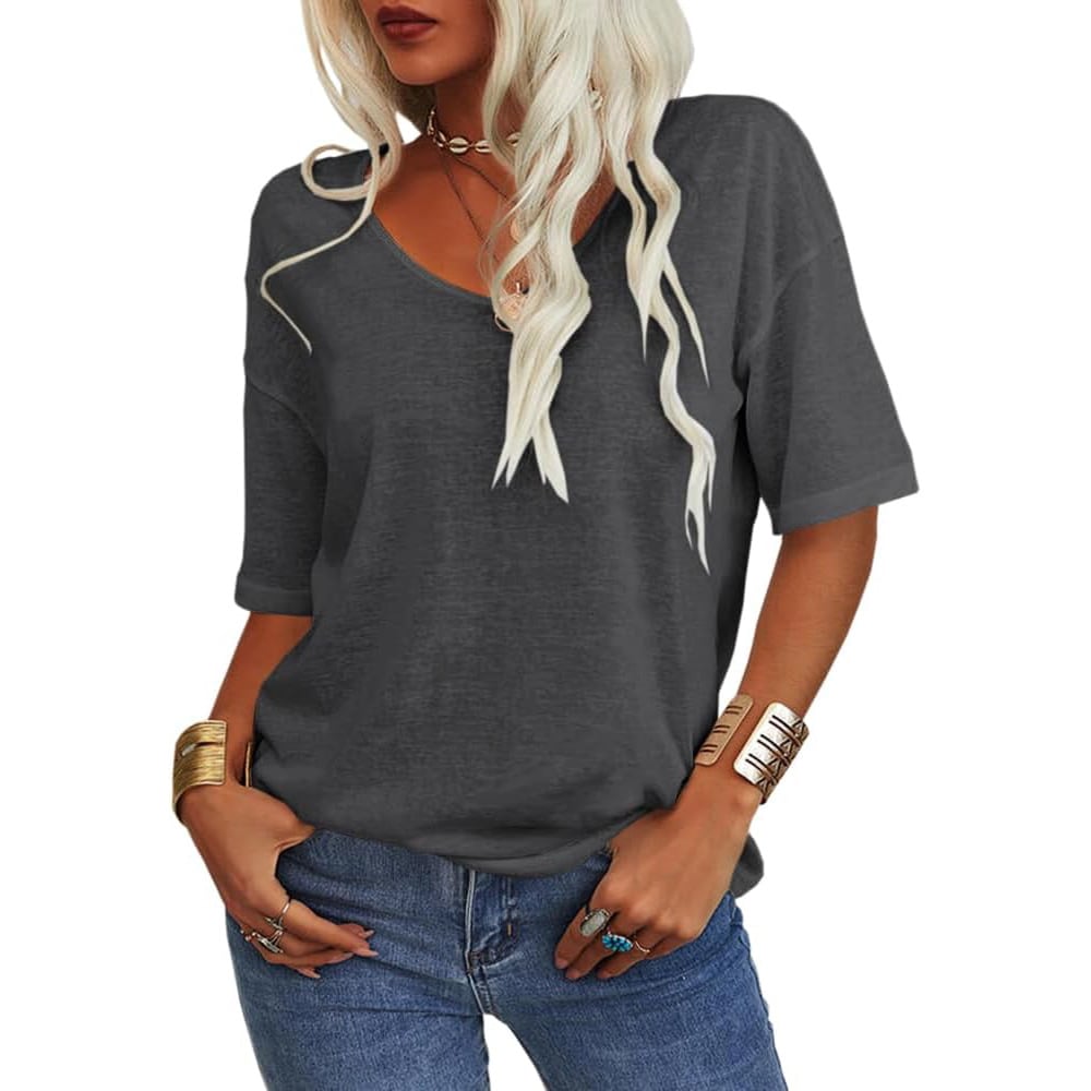 🔥This week's special price £13.99 & free shipping🔥Women's Solid Color V-Neck T-shirt