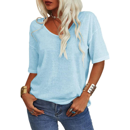 🔥This week's special price £13.99 & free shipping🔥Women's Solid Color V-Neck T-shirt