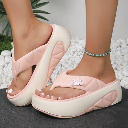 📢📢70% OFF !!!⏰Women's Summer Color-Block Soft Platform Flip Flops