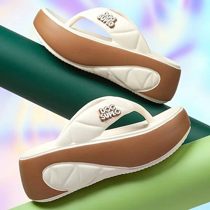 📢📢70% OFF !!!⏰Women's Summer Color-Block Soft Platform Flip Flops