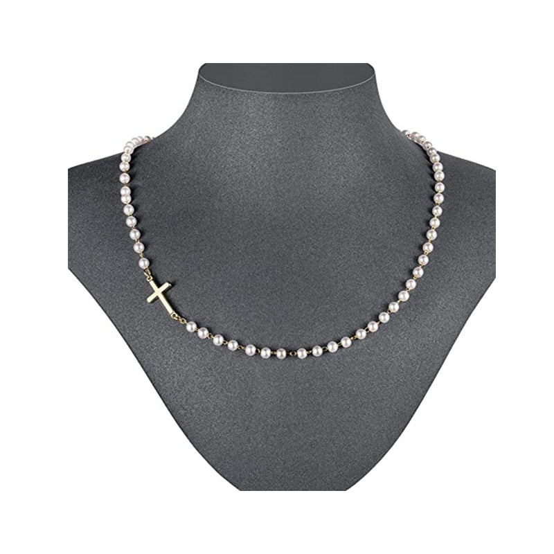 💜Last Day Sale 50% OFF💜Women’s Elegant Cross Synthetic Pearl Necklace
