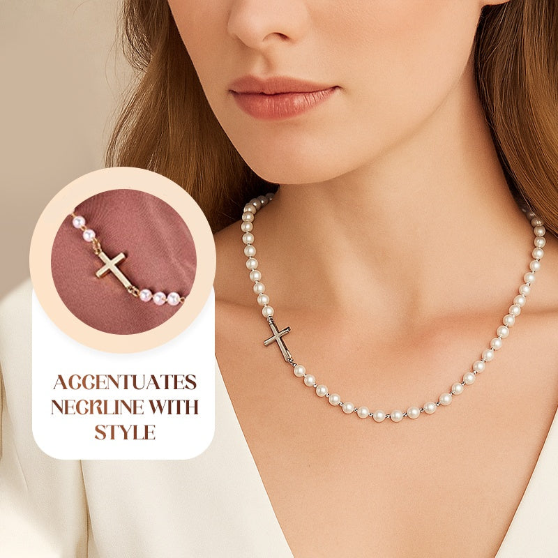 💜Last Day Sale 50% OFF💜Women’s Elegant Cross Synthetic Pearl Necklace