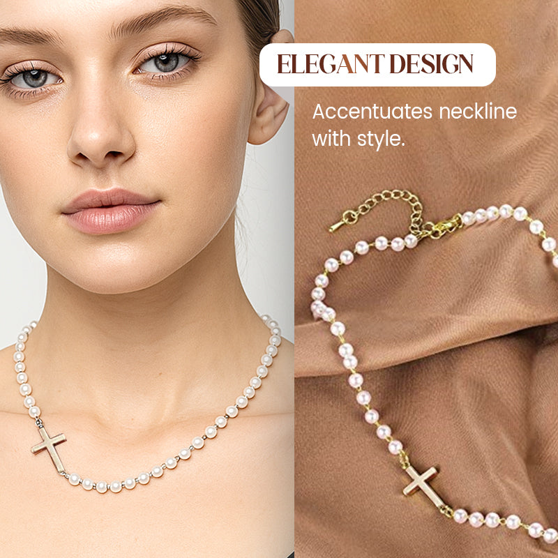 💜Last Day Sale 50% OFF💜Women’s Elegant Cross Synthetic Pearl Necklace