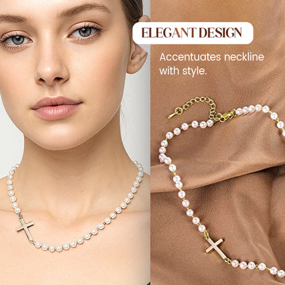 💜Last Day Sale 50% OFF💜Women’s Elegant Cross Synthetic Pearl Necklace