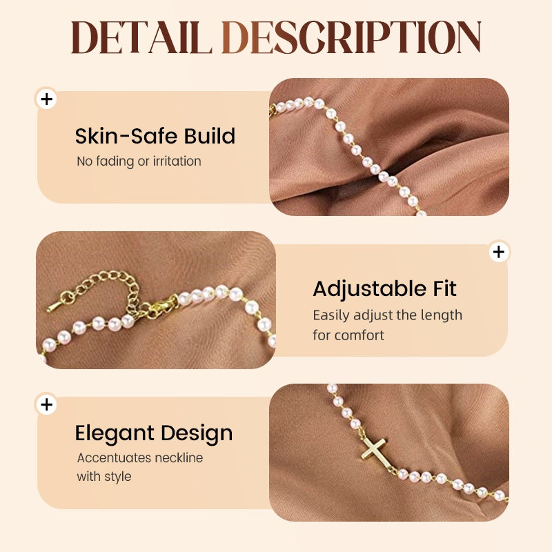 💜Last Day Sale 50% OFF💜Women’s Elegant Cross Synthetic Pearl Necklace