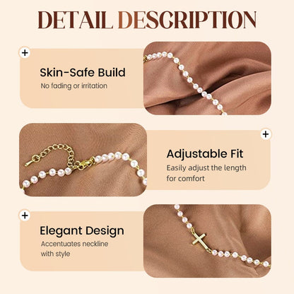 💜Last Day Sale 50% OFF💜Women’s Elegant Cross Synthetic Pearl Necklace