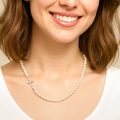 💜Last Day Sale 50% OFF💜Women’s Elegant Cross Synthetic Pearl Necklace