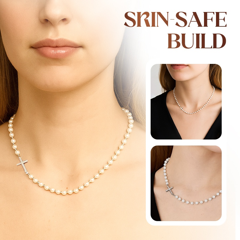 💜Last Day Sale 50% OFF💜Women’s Elegant Cross Synthetic Pearl Necklace