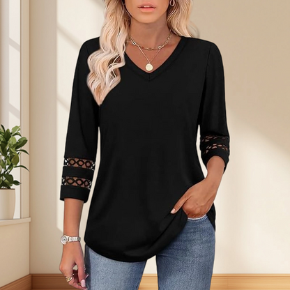 🌞Summer Sale 50% OFF🔥Women’s Solid Casual V-Neck Top with 3/4 Sleeves