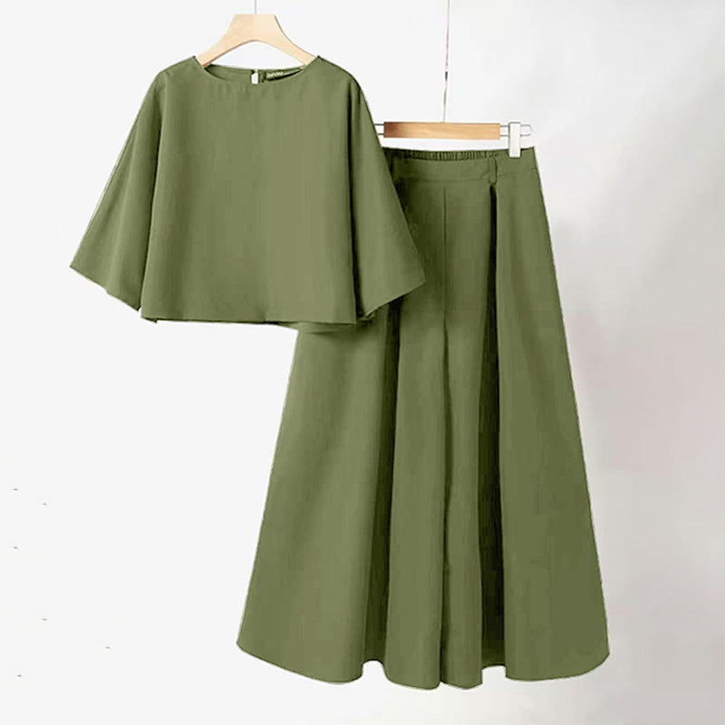 🎉2025 New Products Hot Sale✨Women's Casual Round Neck 3/4 Sleeve T-Shirt & Loose Pants 2-Piece Set