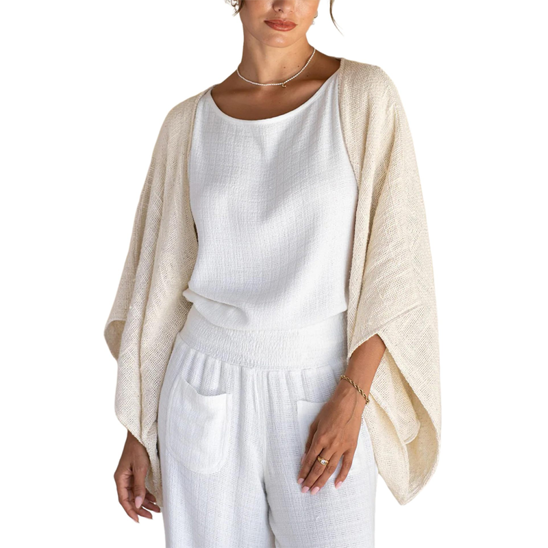 💖 Special Price £13.99🔥Last 3 Hours!!💝Women's Linen Cardigan 3/4 Sleeve Open Front Loose Cover Ups Lightweight Shrug
