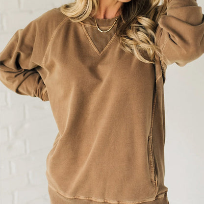 😍Limited Sale 50%OFF👚Women's Pocketed Pullover with Ribbed Pattern