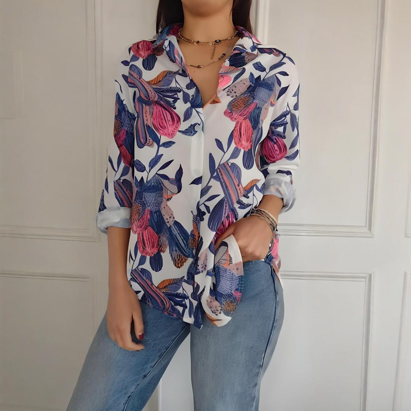 🌸 Special Price £15.99!!🌸Elegant Plants Print Button-up Shirt