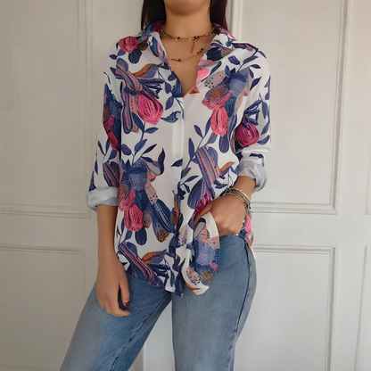 🌸 Special Price £15.99!!🌸Elegant Plants Print Button-up Shirt