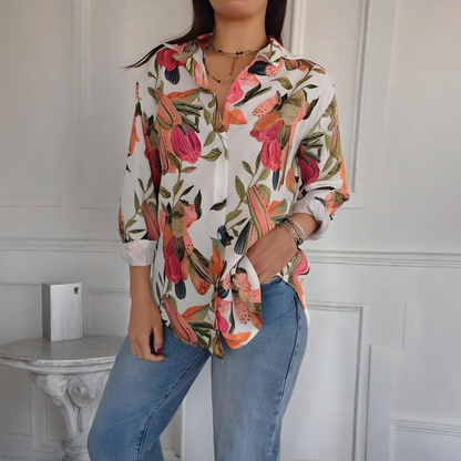 🌸 Special Price £15.99!!🌸Elegant Plants Print Button-up Shirt