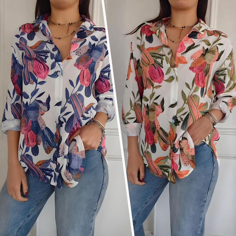 🌸 Special Price £15.99!!🌸Elegant Plants Print Button-up Shirt