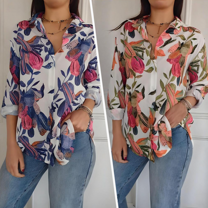 🌸 Special Price £15.99!!🌸Elegant Plants Print Button-up Shirt