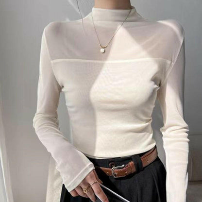 💃Last Day Sale 70% OFF🔥Women's Sparkle Mesh Sheer Long Sleeve Ruched Top