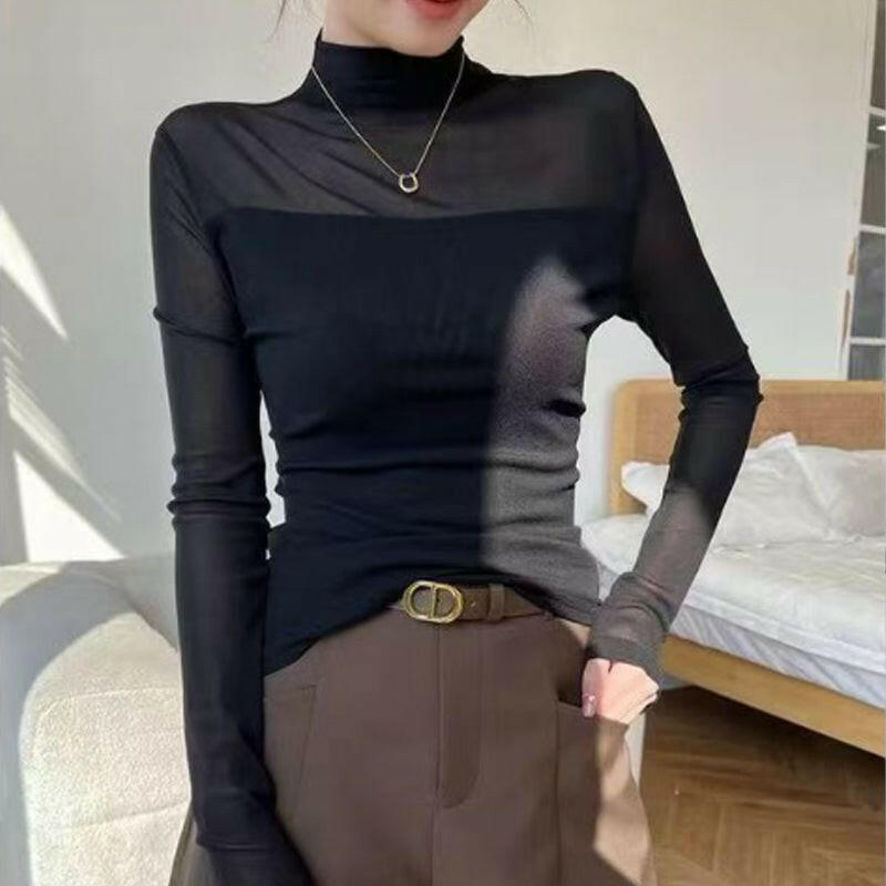 💃Last Day Sale 70% OFF🔥Women's Sparkle Mesh Sheer Long Sleeve Ruched Top
